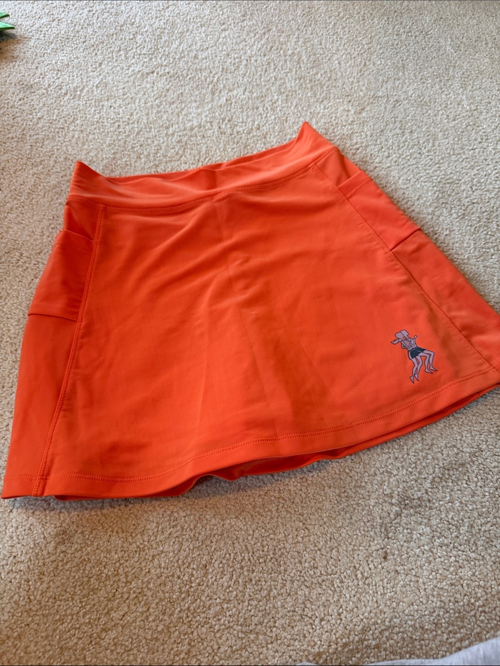 Women's Orange Active Skort with Side Pocket and Logo